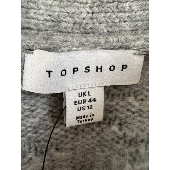 NWT Topshop Knitted Easy Clean Rib Detail Relaxed Cardigan In Gray Women Size 12 - Picture 6 of 8